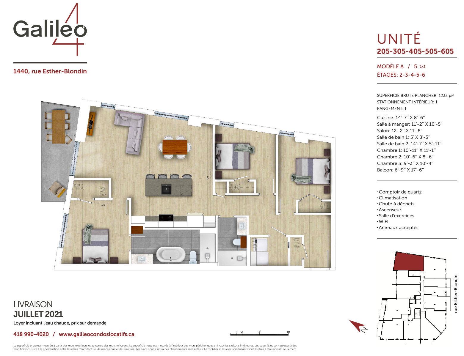 Logis-Experts - Appartements - 1440 Rue Esther-Blondin - Le Galiléo - 405 - 4